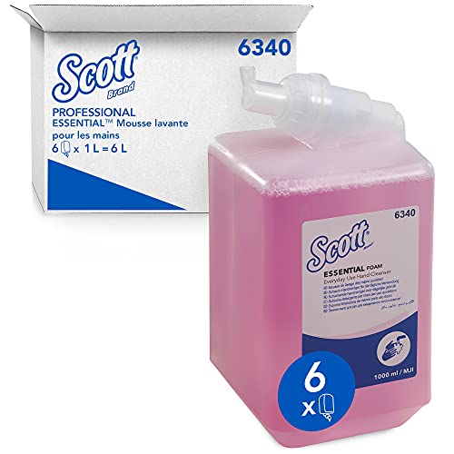 Scott Essential Gel de Manos en Espuma 6340, Color Rosa, Perfumado, 6 Recambios x 1 Litro (6 total)
