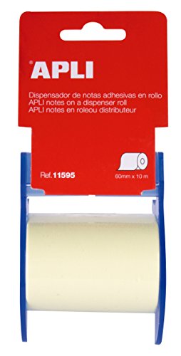 APLI 11595 - Rollo dispensador de nota adhesiva 60 mm x 10 m color amarillo